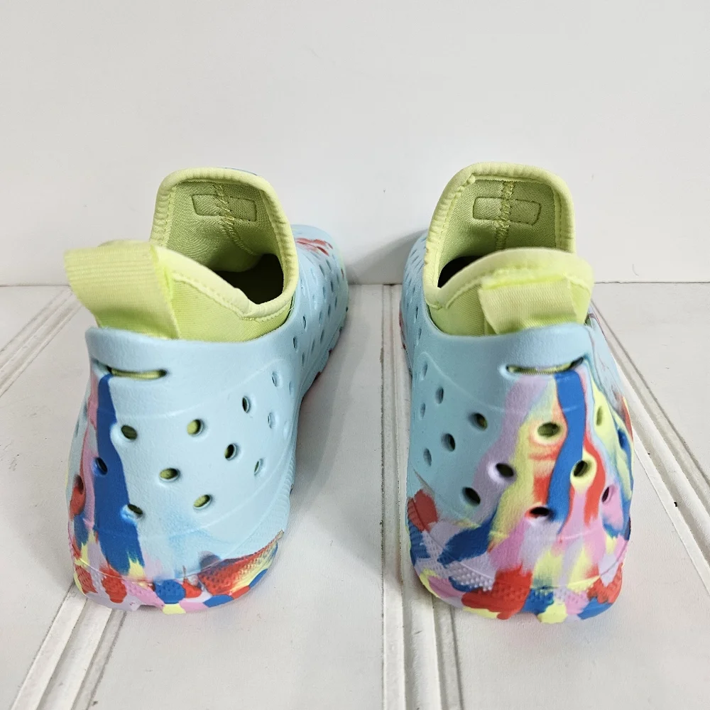 Hunter Kids Water Shoes Size 36 Original Lightweight Marble Blue Yellow Slip On